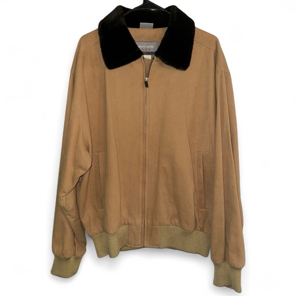Pierre Cardin Vintage Faux Suede Tan Aviator Bomber Jacket Size L